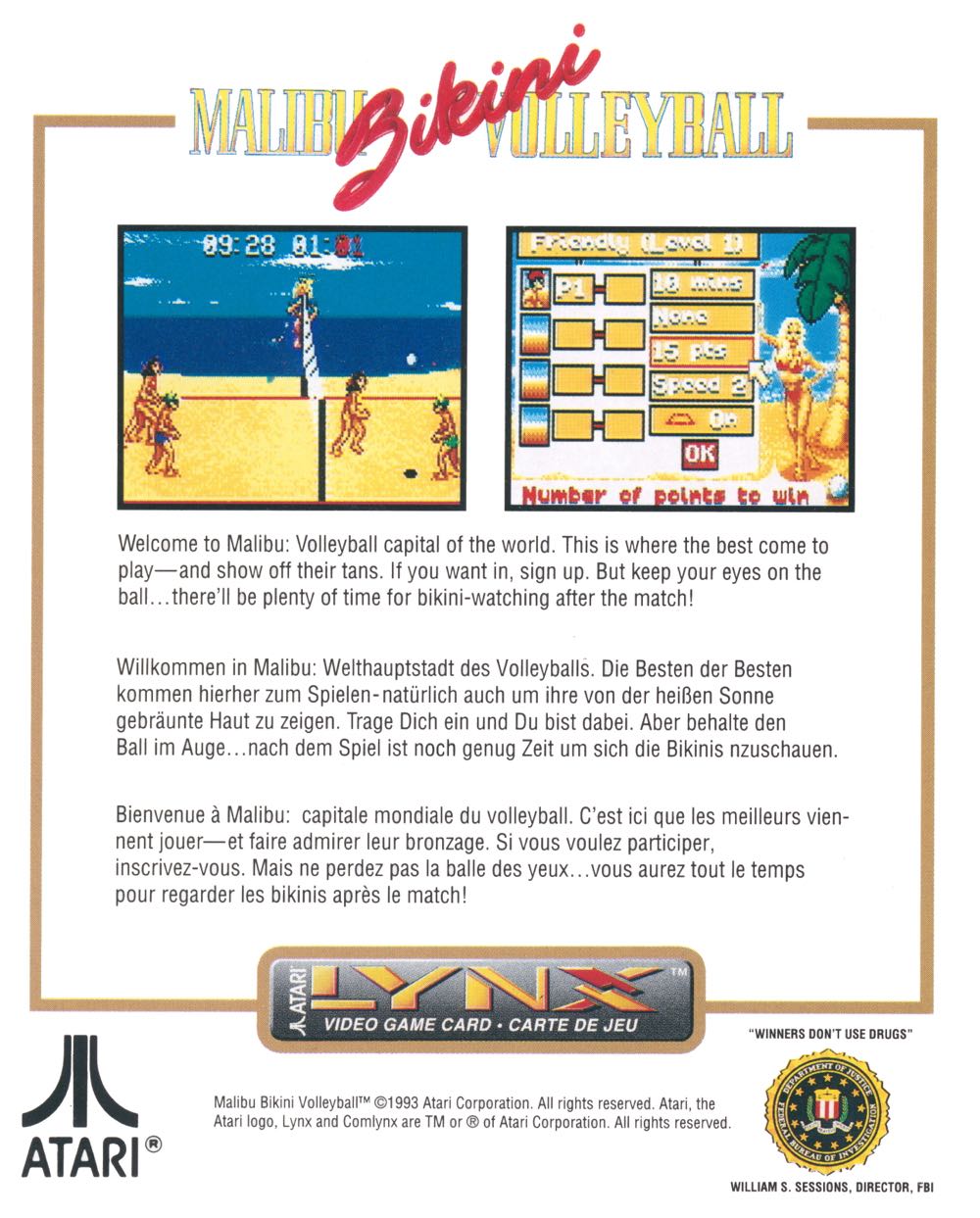 Malibu Bikini Volleyball - Atari Lynx (Atari Corporation) video game collectible - Main Image 2