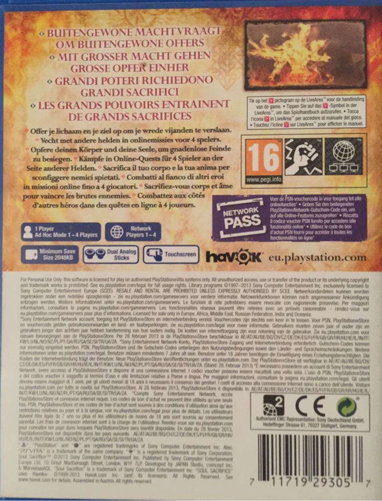 Soul Sacrifice - Sony PlayStation Vita (PS Vita) (Sony - 1-4) video game collectible [Barcode 711719293057] - Main Image 2
