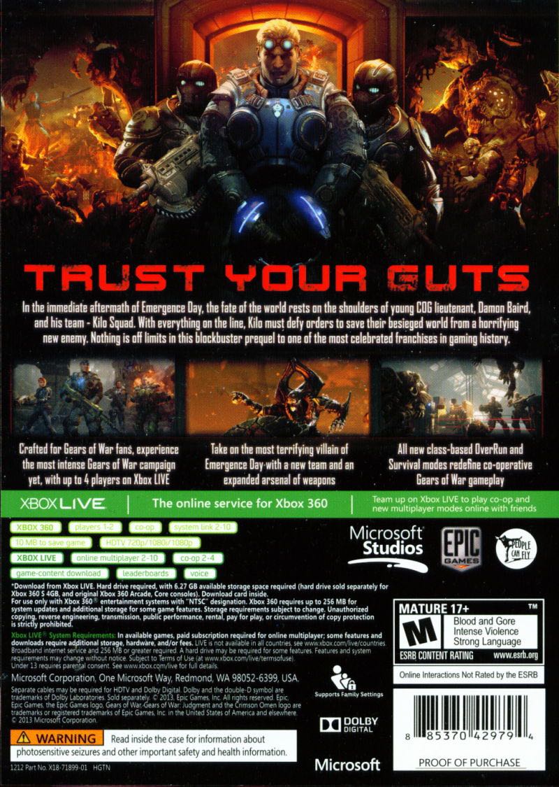Gears Of War: Judgement - Microsoft Xbox 360 (Microsoft Studios - 2-10) video game collectible - Main Image 2