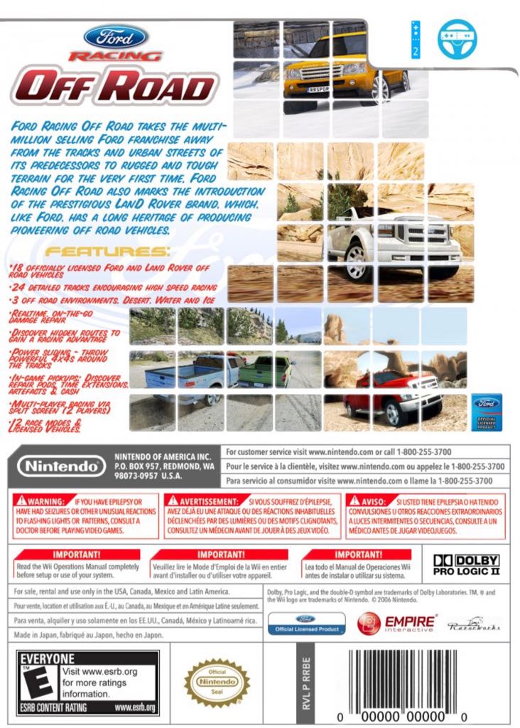 Ford Racing Off Road Nintendo Wii - Nintendo Wii (1-4) video game collectible [Barcode 650008500264] - Main Image 2