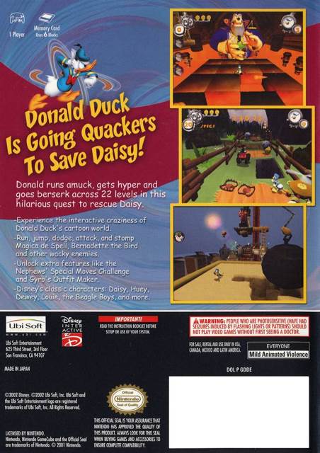 Donald Duck: Goin’ ”Quackers” - Nintendo GameCube (Ubisoft - 1) video game collectible [Barcode 008888150077] - Main Image 2