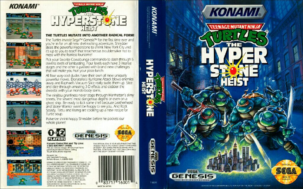 Teenage Mutant Ninja Turtles: The Hyperstone Heist - Sega Genesis (Mega Drive) (Konami - 2) video game collectible [Barcode 0083717160014] - Main Image 2