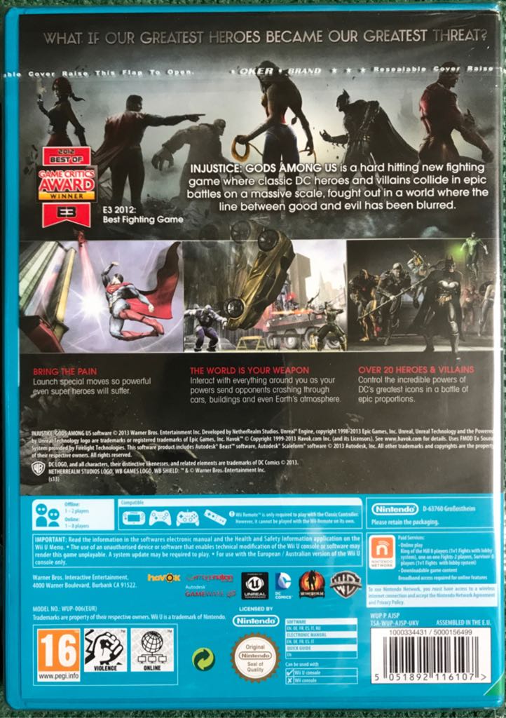 Injustice: Gods Among Us - Nintendo Wii U (Warner Bros Entertainment - 2) video game collectible [Barcode 5051892116107] - Main Image 2