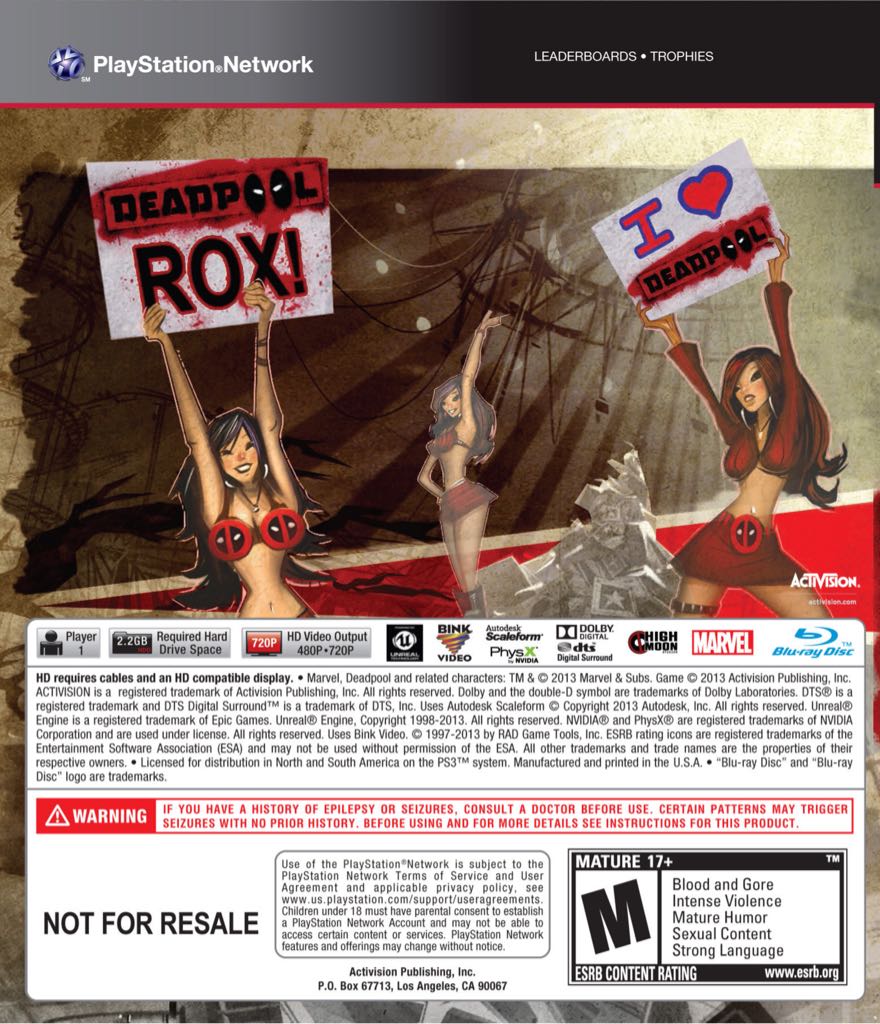 Deadpool - Sony PlayStation 3 (PS3) video game collectible [Barcode 5030917125430] - Main Image 2