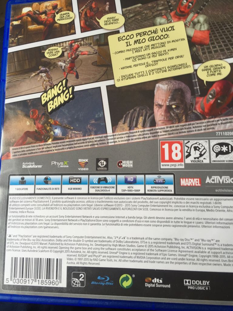 Deadpool - Sony PlayStation 4 (PS4) (Activision  - 1) video game collectible [Barcode 5030917185960] - Main Image 2