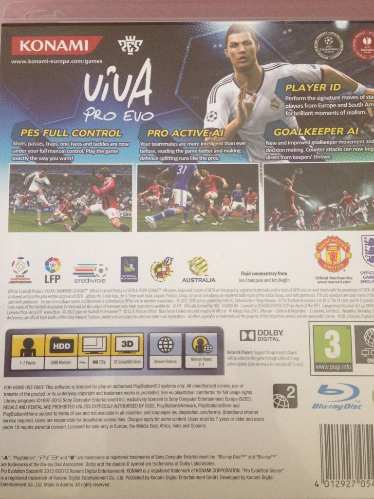 Pro Evolution Soccer 2013 - Sony PlayStation 3 (PS3) (Konami - 1-4) video game collectible [Barcode 4012927054673] - Main Image 2