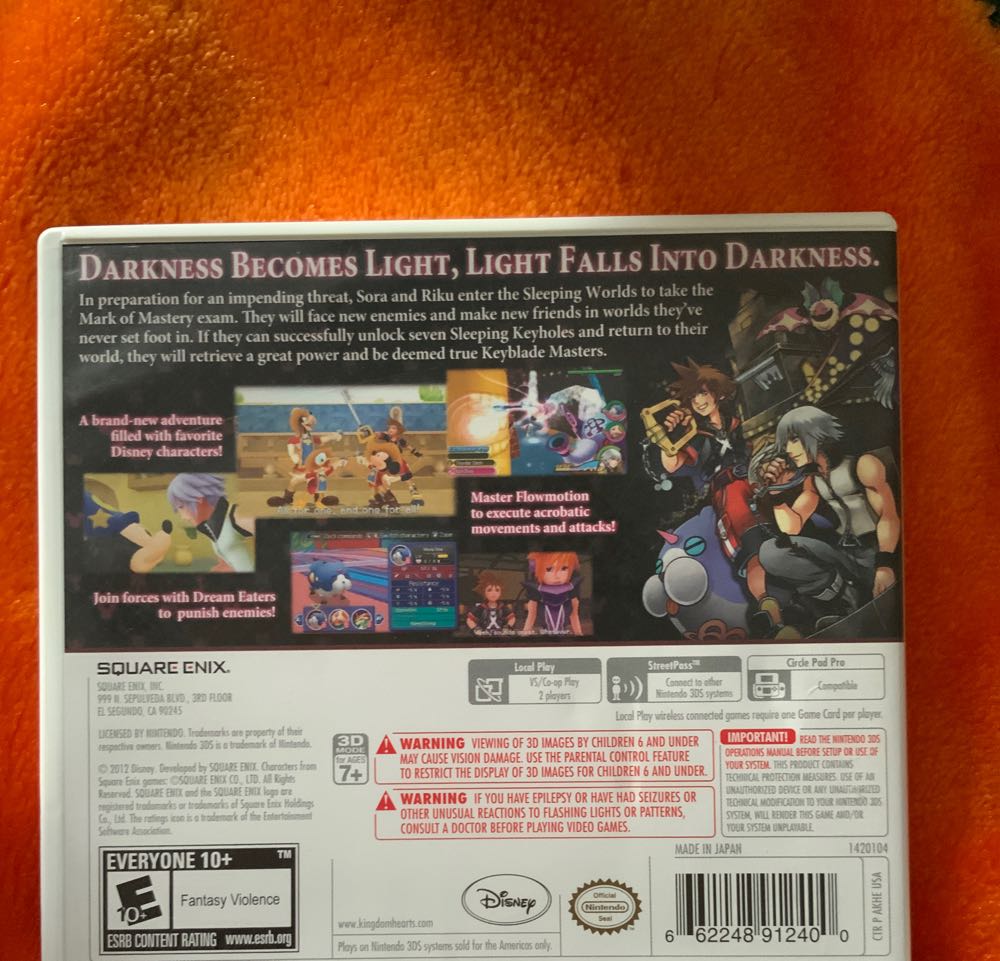 Kingdom Hearts 3D: Dream Drop Distance - Nintendo 3DS (Square - 2) video game collectible [Barcode 662248912400] - Main Image 3