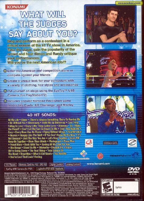 Karaoke Revolution Presents: American Idol - Sony PlayStation 2 (PS2) (Konami - 8) video game collectible [Barcode 083717201472] - Main Image 2