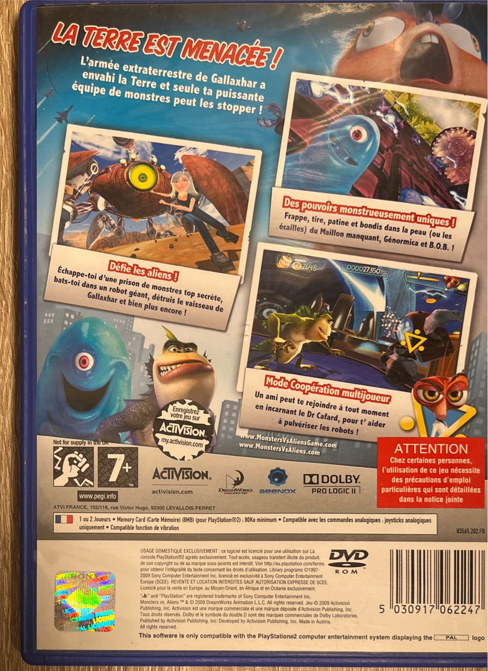 Monstres Contre Aliens - Sony PlayStation 2 (PS2) (1-2) video game collectible [Barcode 5030917062247] - Main Image 2