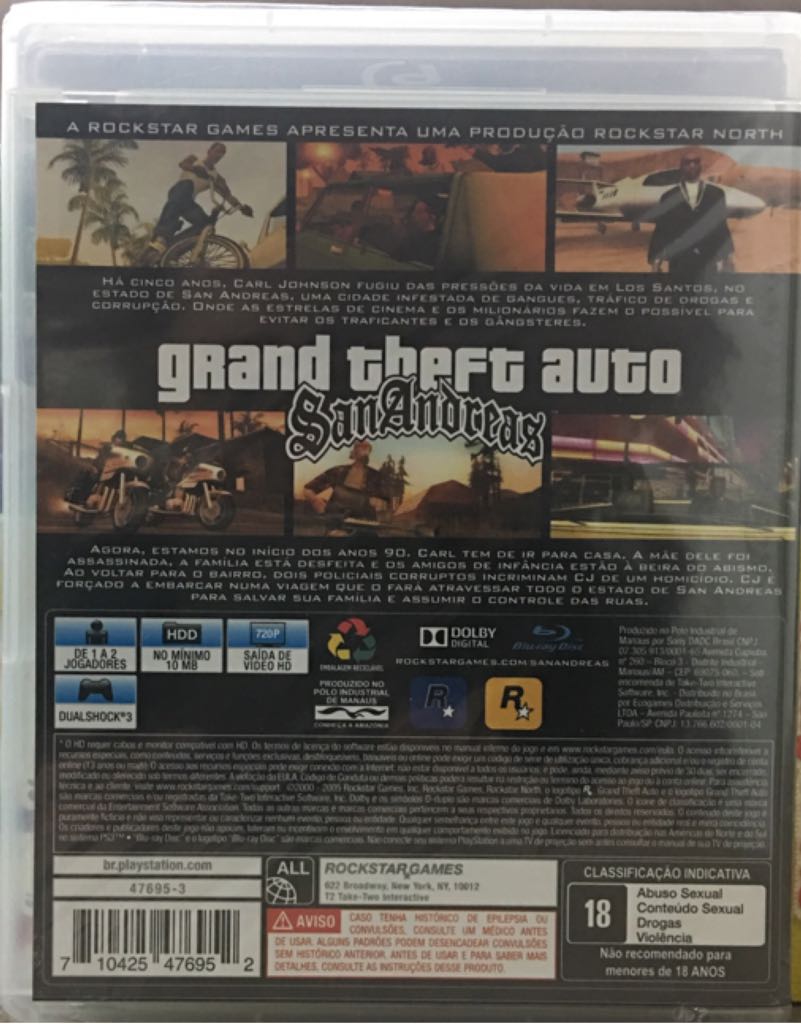 Grand Theft Auto - San Andreas - Sony PlayStation 3 (PS3) (Rockstar Games - 1-2) video game collectible [Barcode 710425476952] - Main Image 2