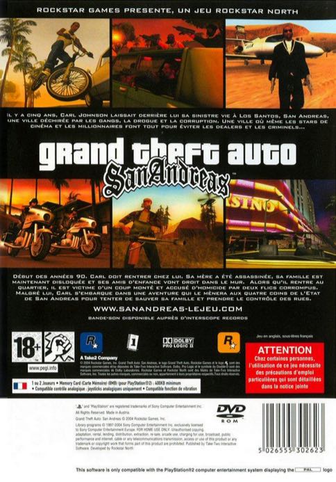 Grand Theft Auto - San Andreas - Sony PlayStation 2 (PS2) (Rockstar Games) video game collectible - Main Image 2