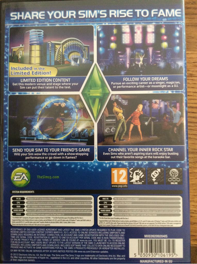 The Sims 3: Showtime - PC ((EA) Electronic Arts - 1) video game collectible [Barcode 5030930106195] - Main Image 2