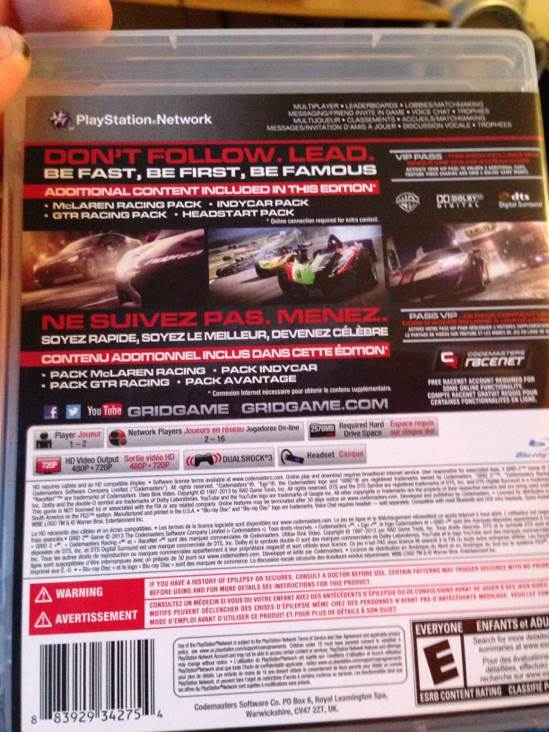 Grid 2 - Sony PlayStation 3 (PS3) (Codemaster Racing) video game collectible - Main Image 2