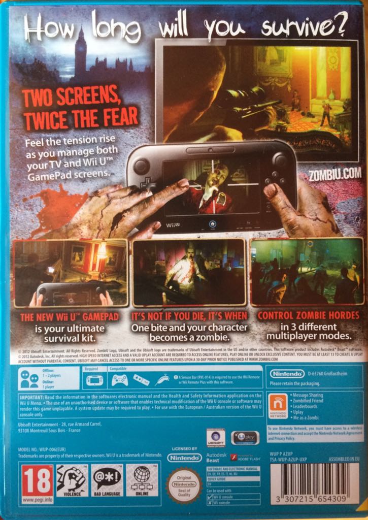 ZombiU - Nintendo Wii U (Ubisoft - 1-2) video game collectible [Barcode 3307215654309] - Main Image 2