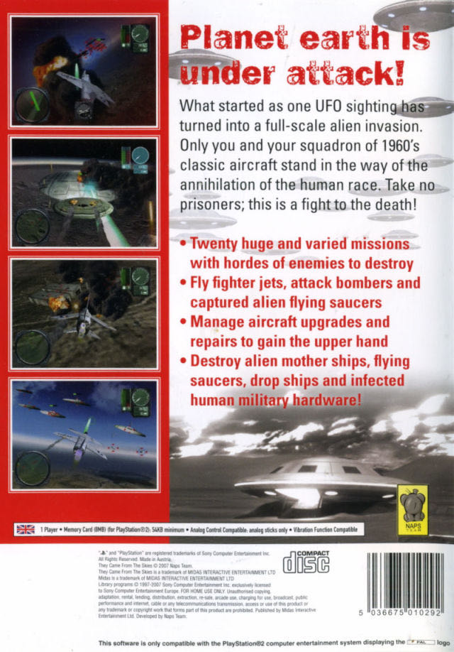 They Came From The Skies - Sony PlayStation 2 (PS2) (Midas Interactive Entertainment) video game collectible [Barcode 5036675010292] - Main Image 2