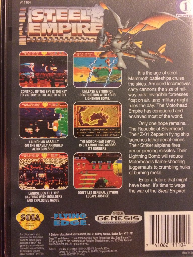 Empire Of Steel - Sega Genesis (Mega Drive) (Flying Edge - 1) video game collectible [Barcode 741062111043] - Main Image 2