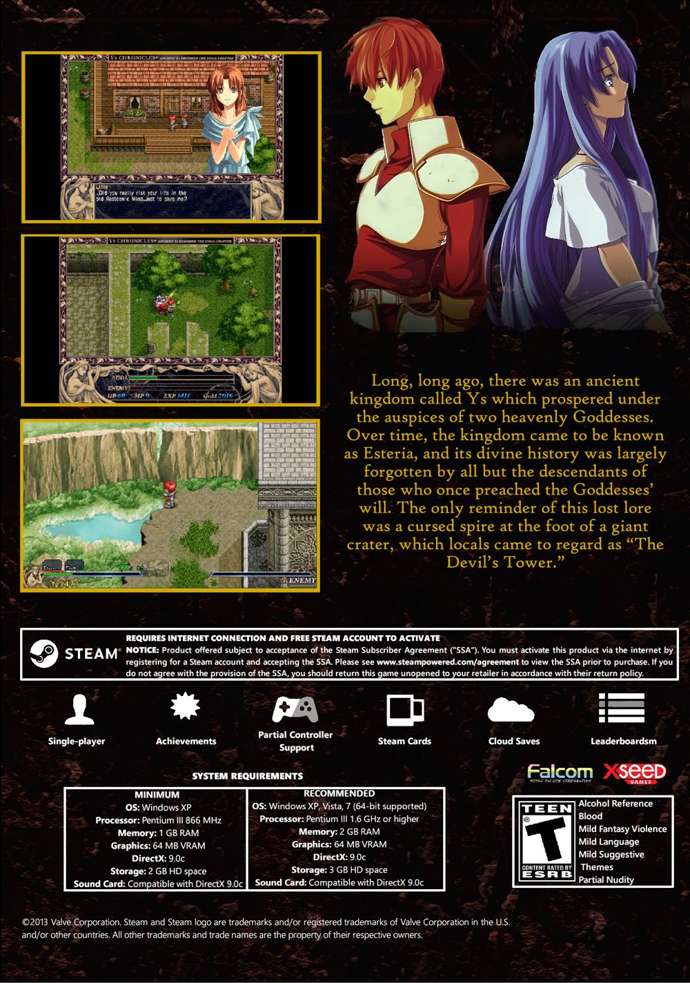 Ys I & II Chronicles+ - Valve Steam (XSEED Games - 1) video game collectible - Main Image 2