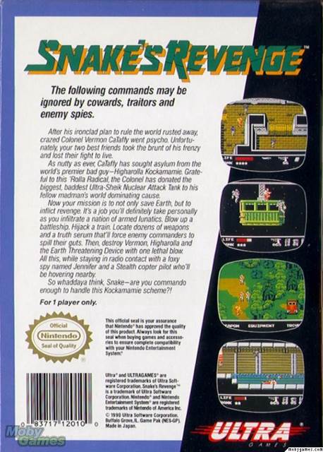 Snake’s Revenge - Nintendo Entertainment System (NES) (Ultra Games - 1) video game collectible [Barcode 083717120100] - Main Image 2