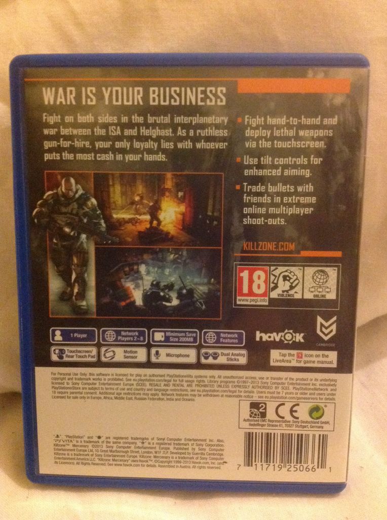 Killzone: Mercenary - Sony PlayStation Vita (PS Vita) (Sony Computer Entertainment - 1) video game collectible [Barcode 711719250661] - Main Image 2