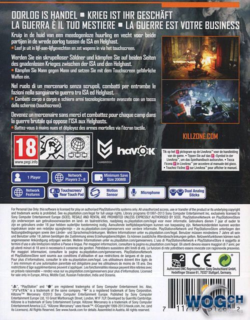 Killzone: Mercenary - Sony PlayStation Vita (PS Vita) (Sony Computer Entertainment - 1 - 8) video game collectible [Barcode 711719251163] - Main Image 2