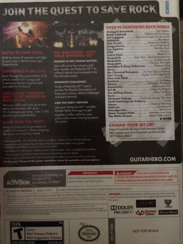 Gutar Hero Warriors Of Rock - Nintendo Wii video game collectible - Main Image 2