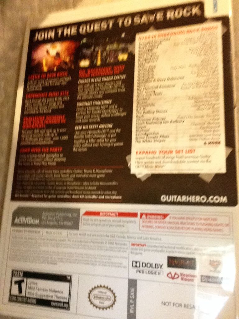 Gutar Hero Warriors Of Rock - Nintendo Wii (Activision - 4) video game collectible - Main Image 2