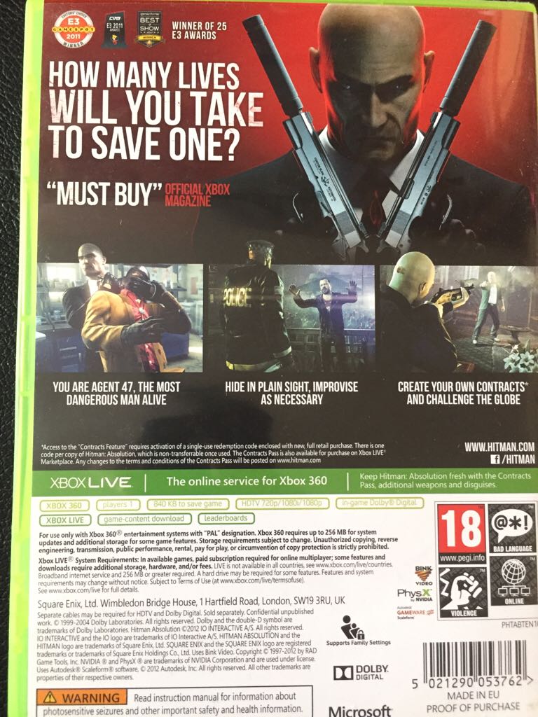 Hitman: Absolution - Tailored Edition - Microsoft Xbox 360 (Square Enix - 1) video game collectible [Barcode 5021290053762] - Main Image 2