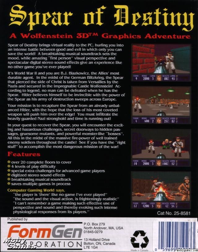 Wolfenstein: Spear of Destiny - PC (FormGen - 1) video game collectible [Barcode 059699710233] - Main Image 2