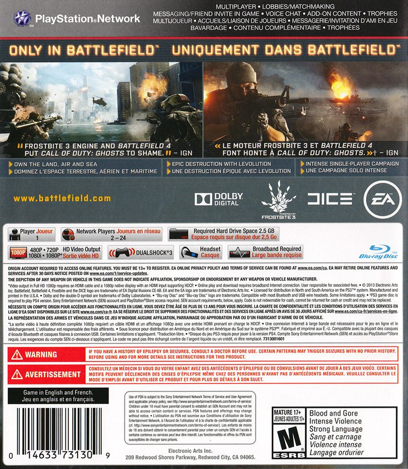 Battlefield 4 - Sony PlayStation 3 (PS3) (Electronic Arts - 1) video game collectible [Barcode 014633731309] - Main Image 2