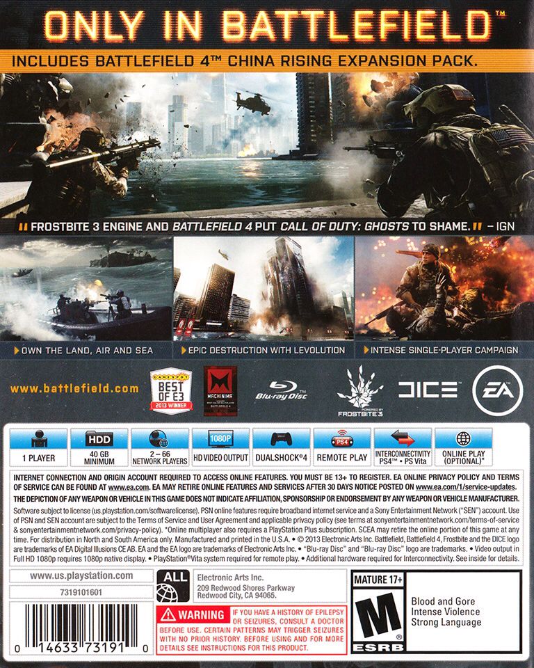 Battlefield 4 - Sony PlayStation 4 (PS4) (Electronic Arts - 1) video game collectible [Barcode 014633731910] - Main Image 2