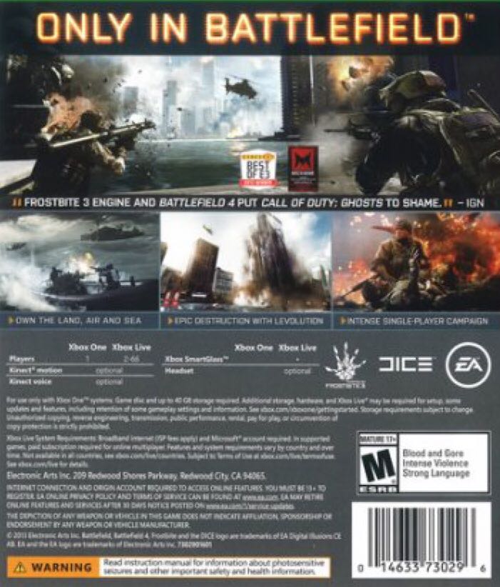 Battlefield 4 - Microsoft Xbox One (Electronic Arts - 1) video game collectible [Barcode 5030940112315] - Main Image 2