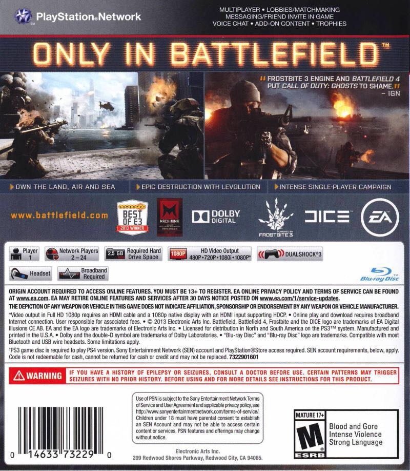 Battlefield 4 - Sony PlayStation 3 (PS3) (Electronic Art) video game collectible [Barcode 5030945112815] - Main Image 2