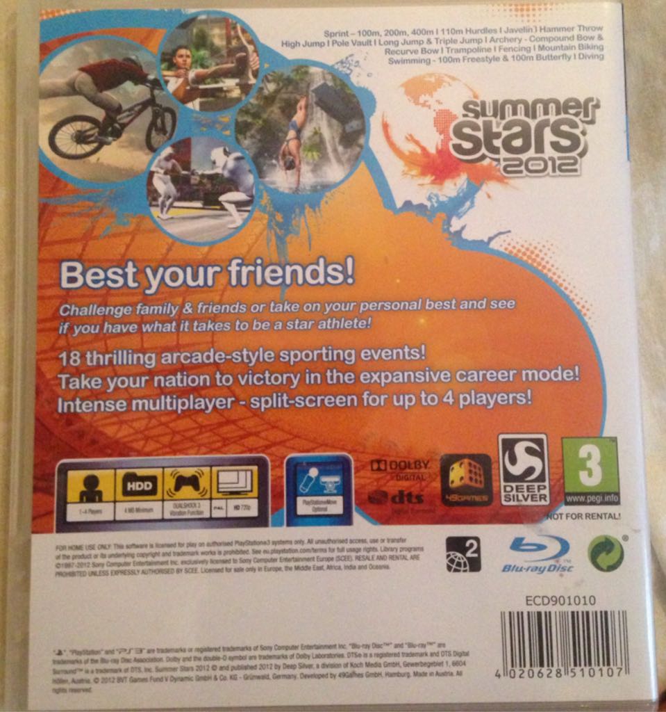Summer Stars 2012 - Sony PlayStation 3 (PS3) (49games - 1-4) video game collectible [Barcode 4020628510107] - Main Image 2