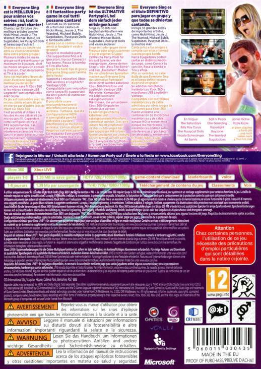 Everyone Sing - Microsoft Xbox 360 video game collectible - Main Image 2