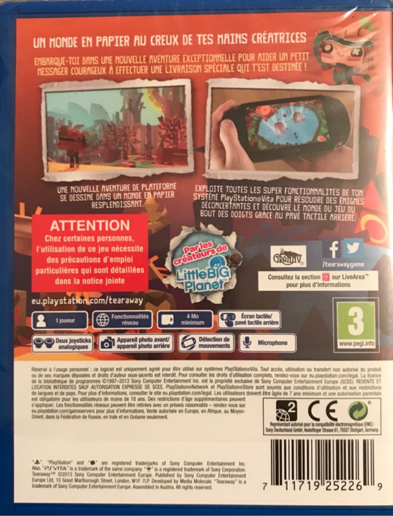 Tearaway - Sony PlayStation Vita (PS Vita) (Sony Computer Entertainment - 1) video game collectible [Barcode 711719252269] - Main Image 2
