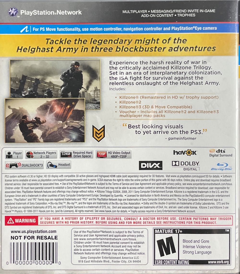 Killzone Trilogy - Sony PlayStation 3 (PS3) (Sony Computer Entertainmet) video game collectible - Main Image 2
