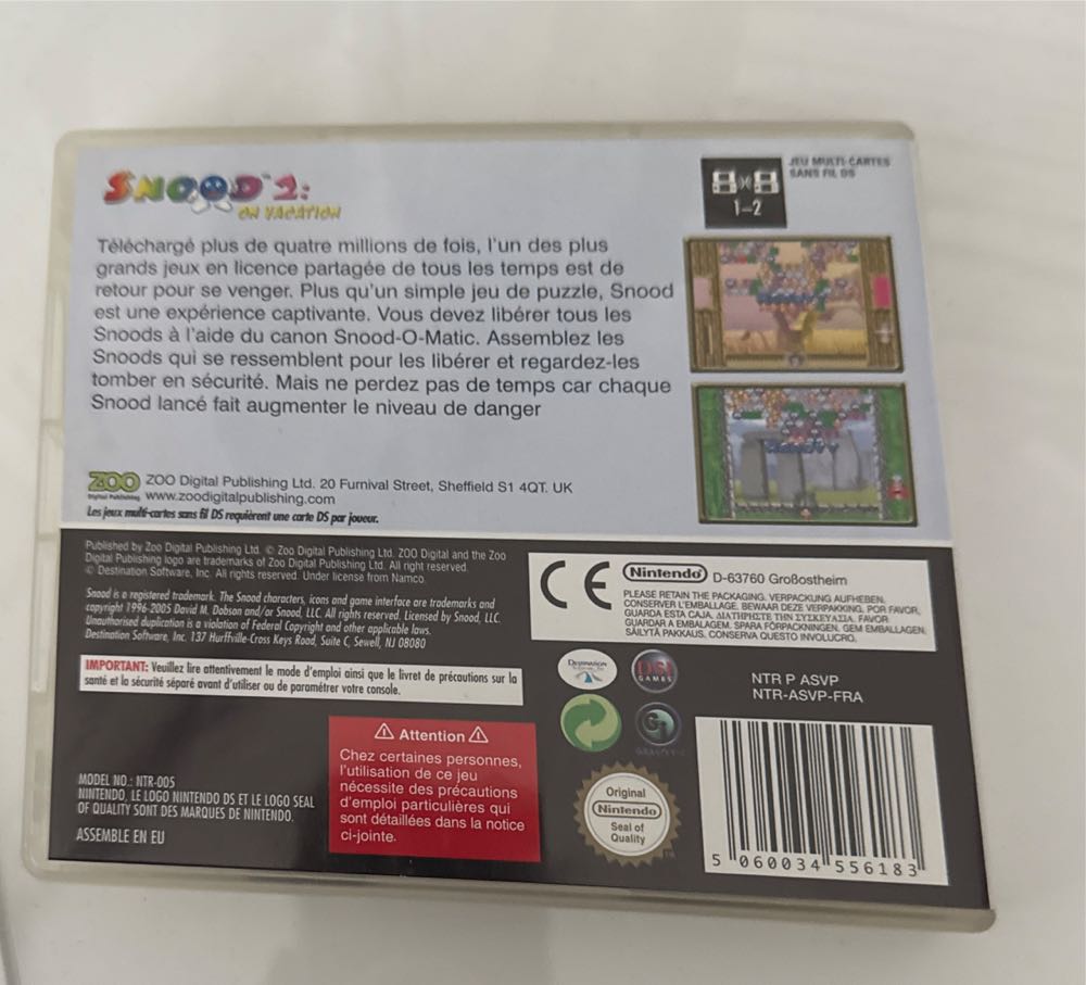 Snood 2 : On Vacation - Nintendo DS video game collectible [Barcode 5060034556183] - Main Image 2