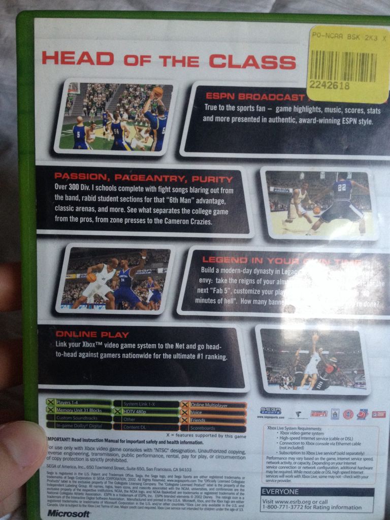 NCAA  2k3 College Basketball - Microsoft Xbox video game collectible - Main Image 2