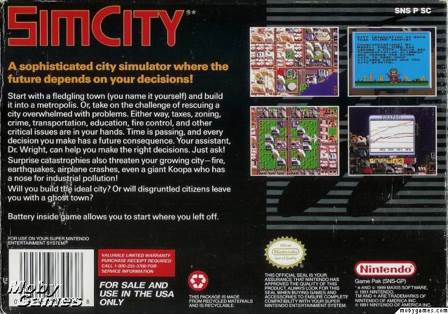 Sim City - Nintendo Super Nintendo Entertainment System (SNES) (Nintendo - 1) video game collectible [Barcode 045496830038] - Main Image 2