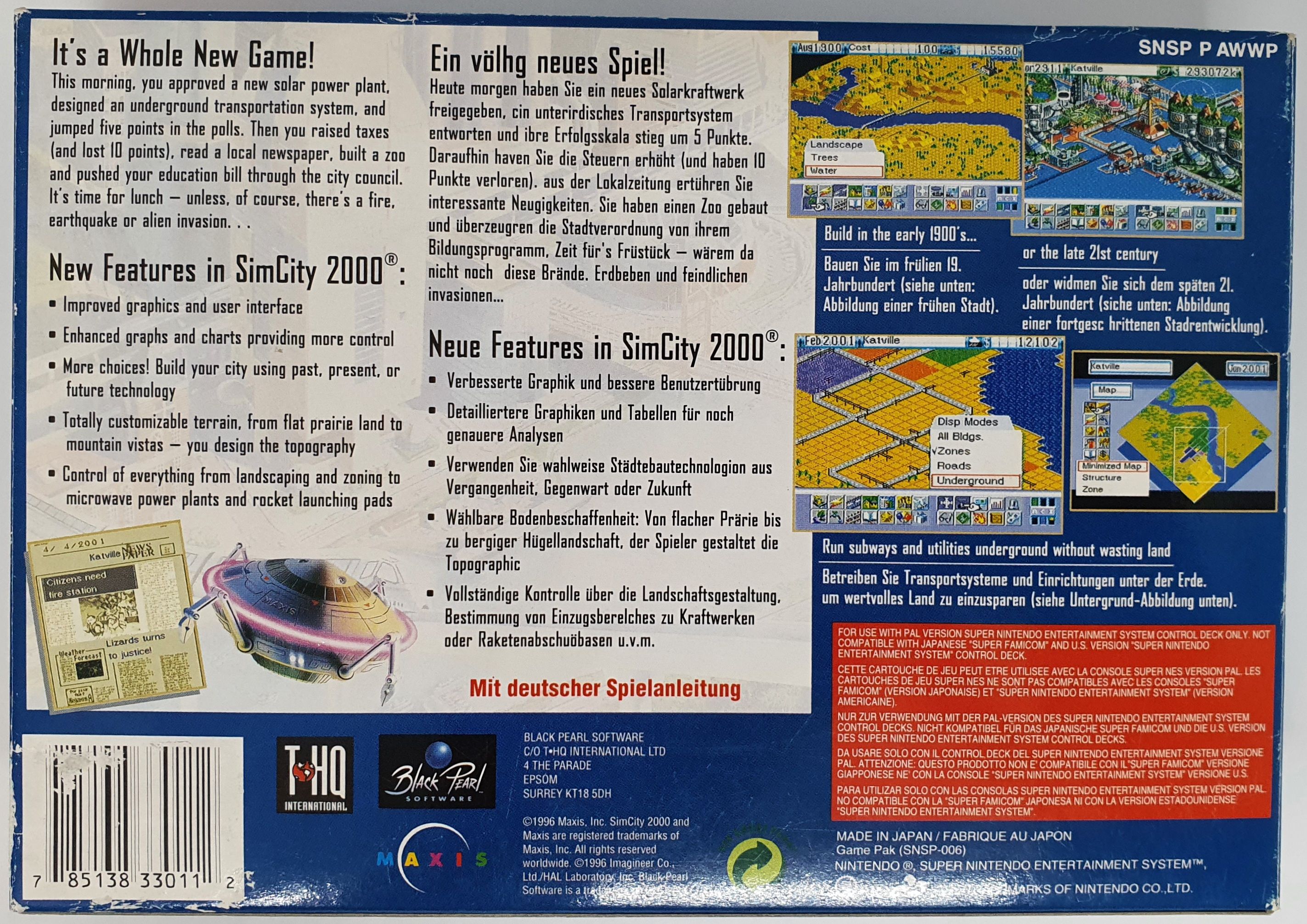 SimCity 2000 - Nintendo Super Nintendo Entertainment System (SNES) (THQ - 1) video game collectible [Barcode 785138330112] - Main Image 2