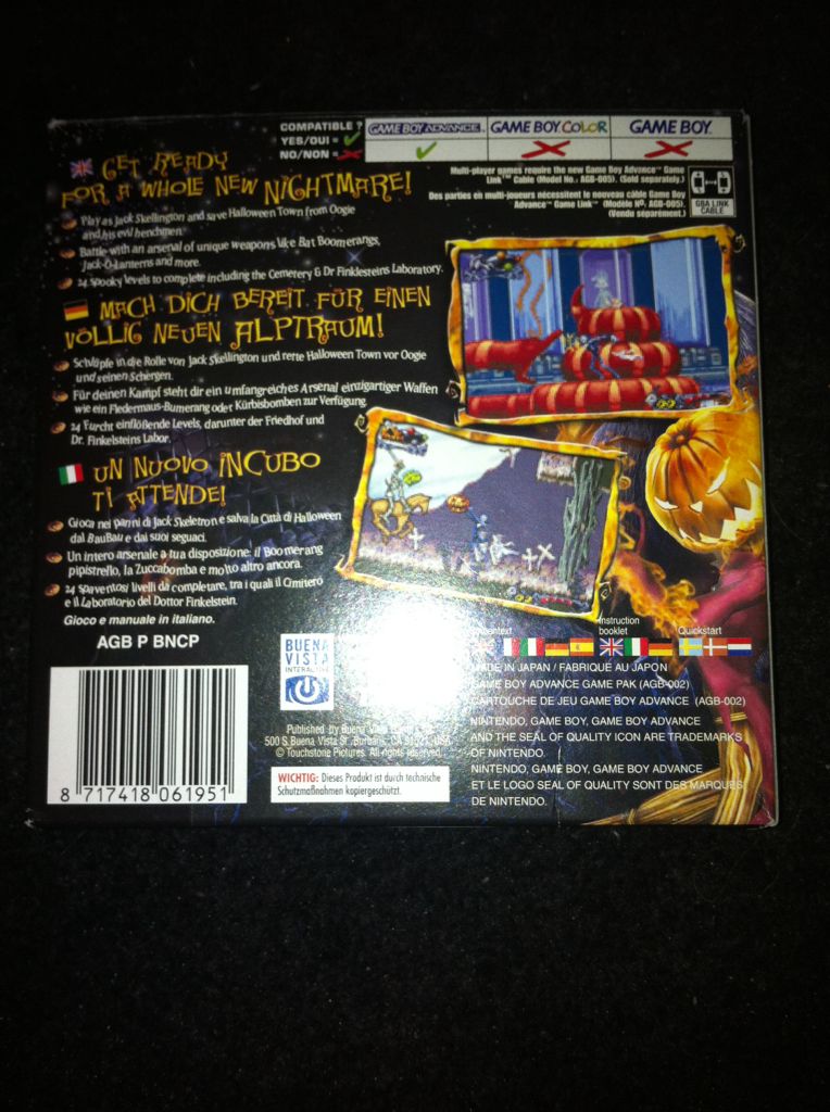 Tim Burton’s The Nightmare Before Christmas: The Pumpkin King - Nintendo Game Boy Advance (GBA) (Buena Vista Games - 1) video game collectible [Barcode 8717418061951] - Main Image 2