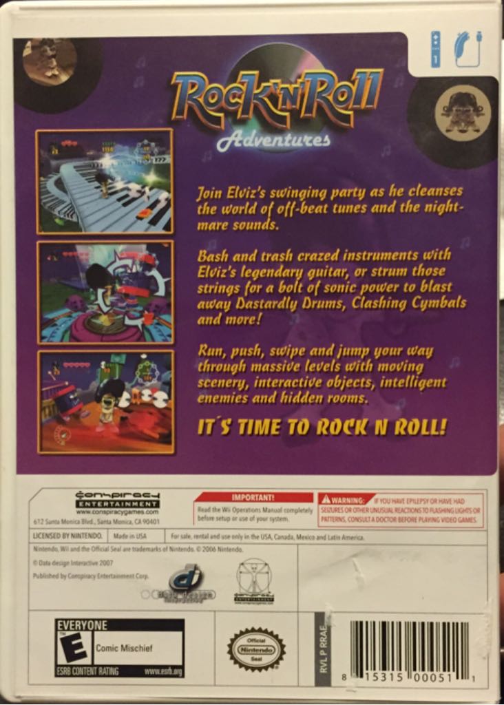 Rock ’N’ Roll Adventures - Nintendo Wii (Data Design Interactive - 1) video game collectible [Barcode 815315000511] - Main Image 2