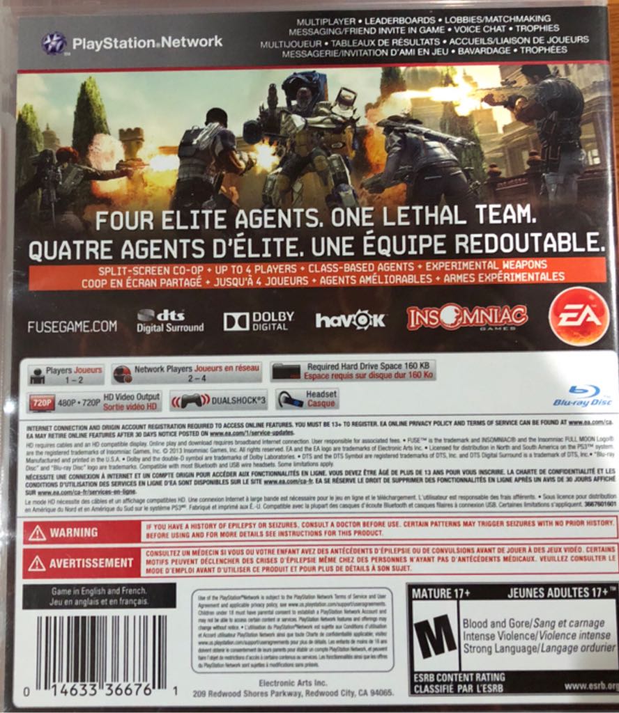 Fuse - Sony PlayStation 3 (PS3) (Insomniac Games - 1-2) video game collectible [Barcode 014633366761] - Main Image 2