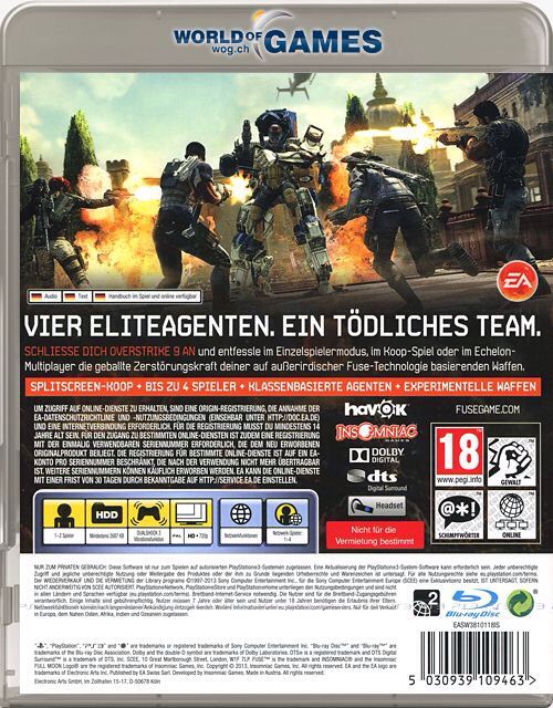 Fuse - Sony PlayStation 3 (PS3) (EA Swiss - 4) video game collectible [Barcode 5030930109462] - Main Image 2