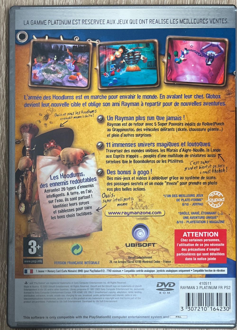 Rayman 3 : Hoodlum Havoc (Platinum) - Sony PlayStation 2 (PS2) (Ubisoft - 1) video game collectible [Barcode 3307210164230] - Main Image 2