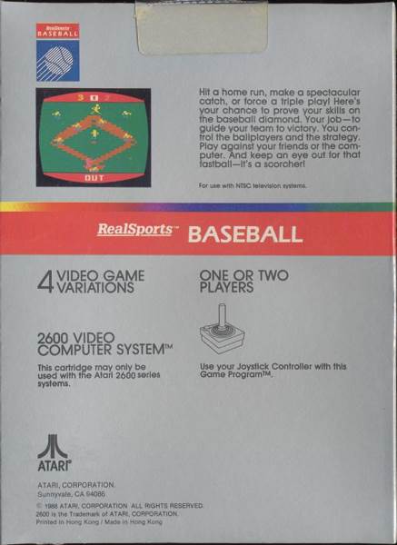 Real Sports Baseball - Atari 2600 video game collectible - Main Image 2