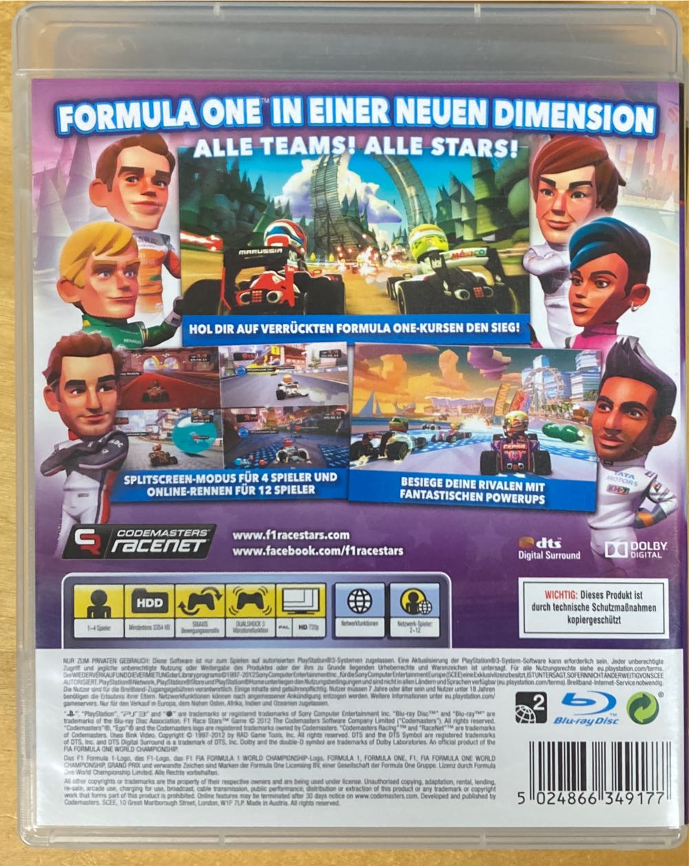 F1 Race Stars - Sony PlayStation 3 (PS3) (Codemasters - 1-4) video game collectible [Barcode 5024866349177] - Main Image 2