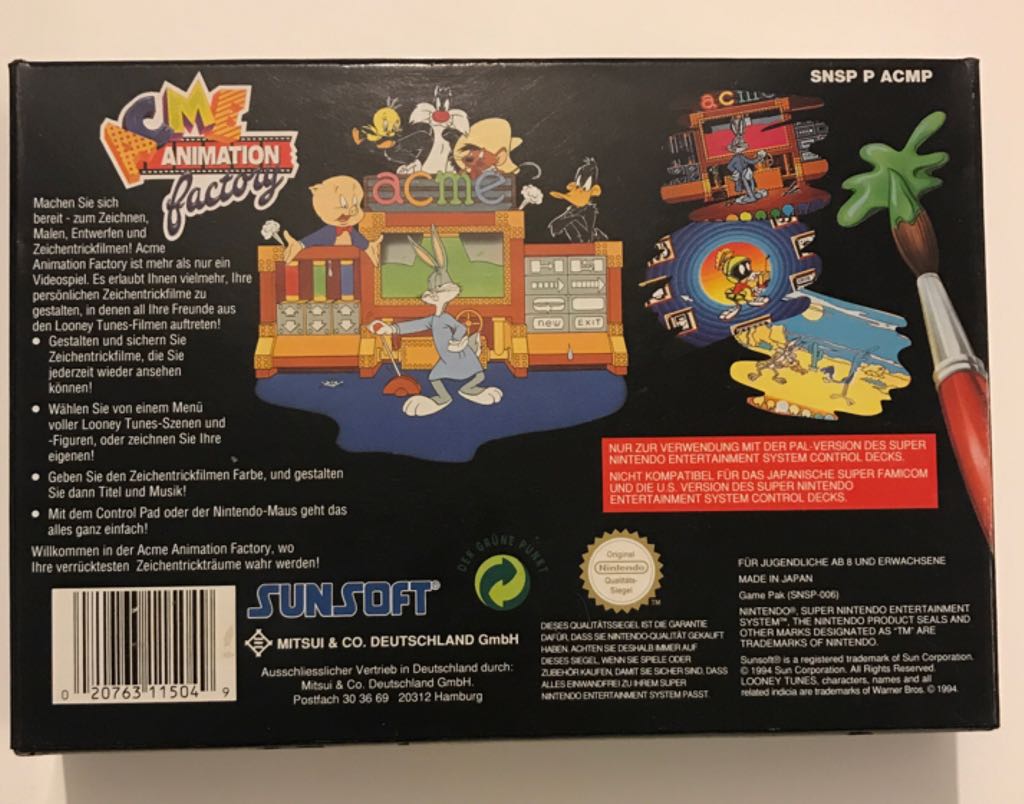 Acme Animation Factory - Nintendo Super Nintendo Entertainment System (SNES) video game collectible - Main Image 2