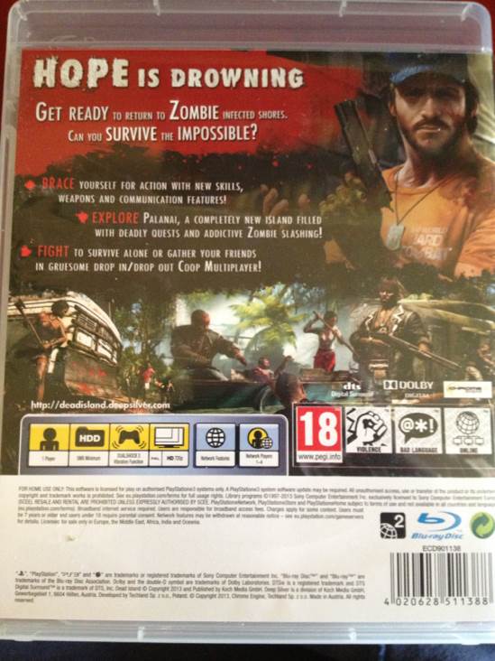 Dead Island Riptide - Sony PlayStation 3 (PS3) (Deep Silver - 1) video game collectible [Barcode 4020628511388] - Main Image 2