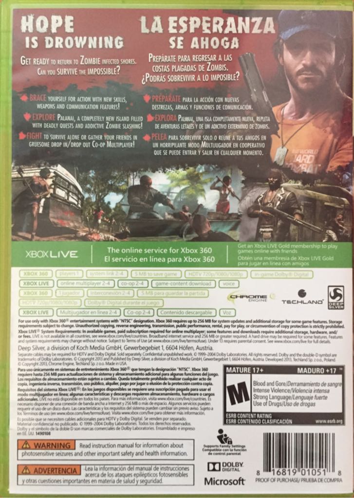 Dead Island Riptide - Microsoft Xbox 360 (Deep Silver & Techland - 1) video game collectible [Barcode 816819010518] - Main Image 2